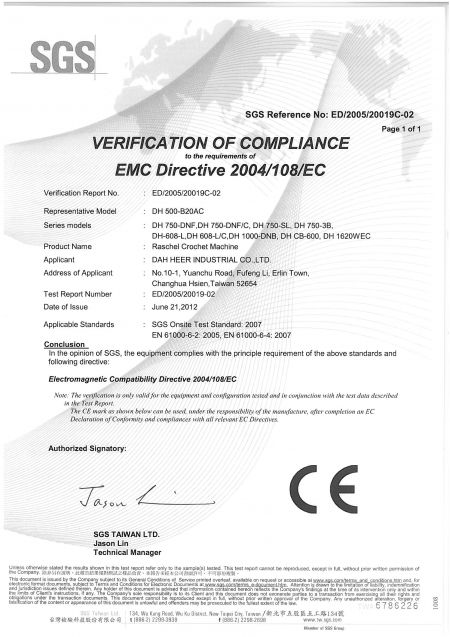 CE Certificate of 2004/108/EC